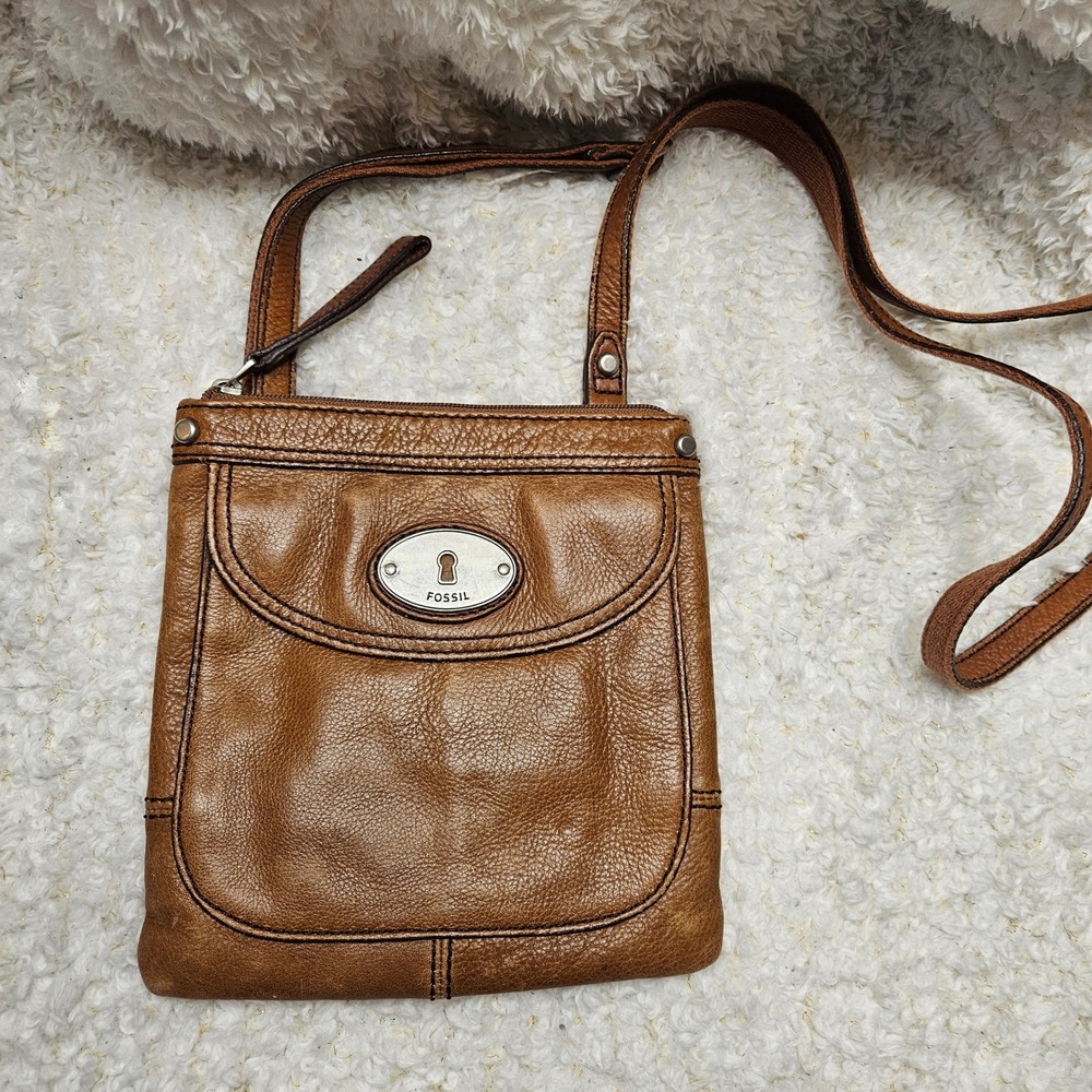 Fossil Cognac Leather‎ Crossbody Organizer Purse